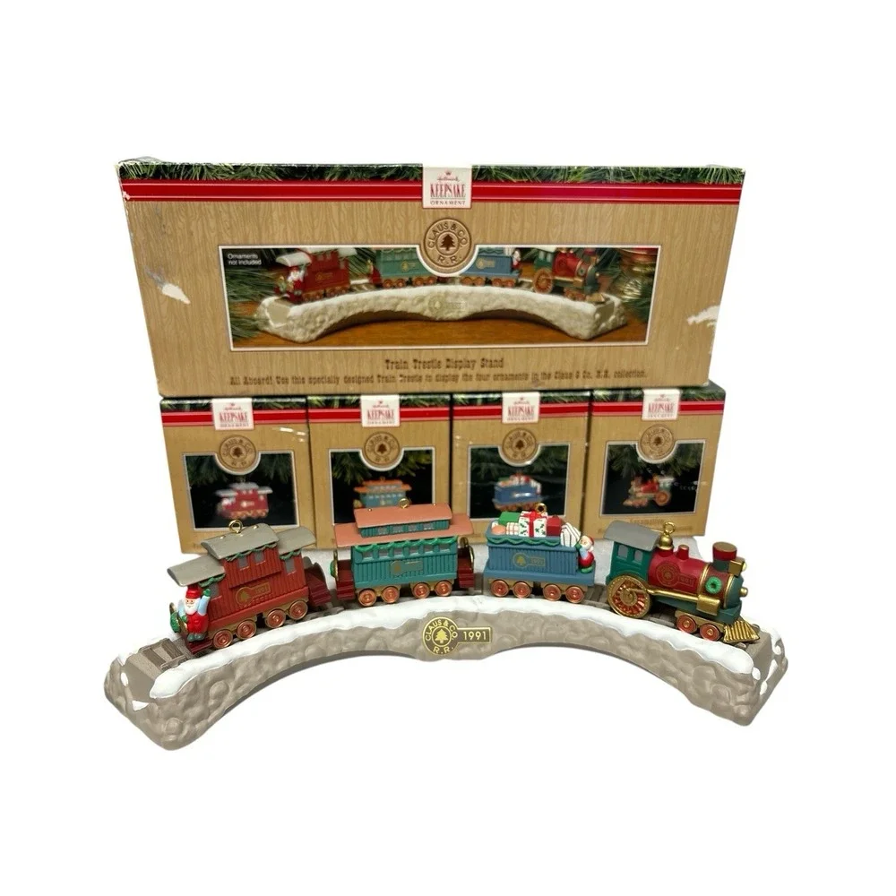 1991 Hallmark Keepsake Claus & Co Train Railroad Full Set Vintage W/Original Box
